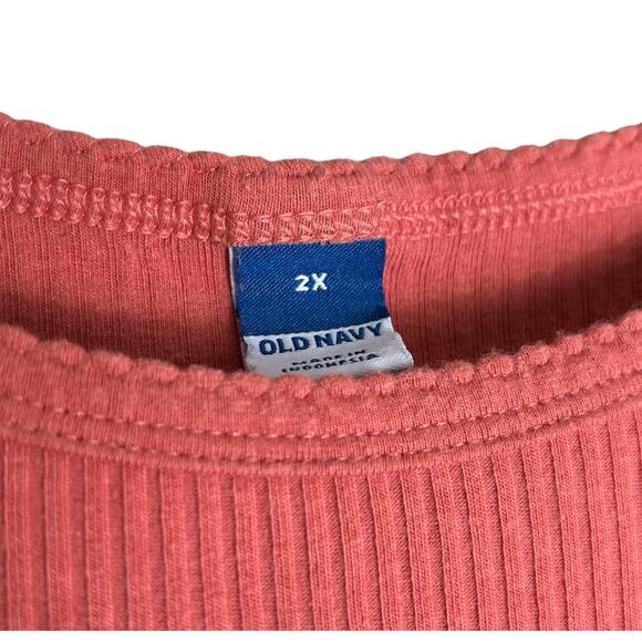 Old Navy 2X Pullover Ribbed Top Pink Peach Sugar Poppy - Picture 8 of 8